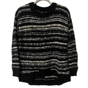 Calvin Klein Black with White Stripes Knit Sweater Women's Size Small